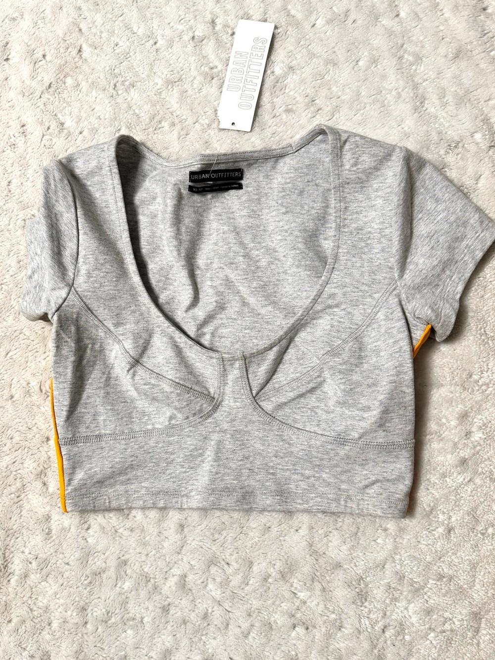 NWT- URBAN OUTFITTERS Gray Yellow/white side stripe crop top